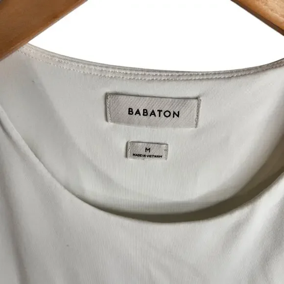 Aritzia Babaton Contour Crew Short Sleeve Bodysuit Womens Size Medium White - Picture 5 of 9